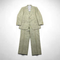 Vintage 90s TENGEN NEO PRETA Linen Suit, 2B Summer Suit Set, Beige, Paisley Print, Wide Lining, Size M