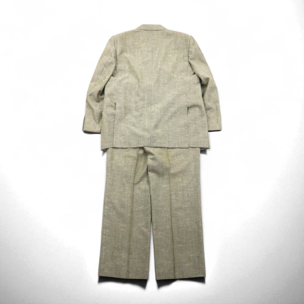 Vintage 90s TENGEN NEO PRETA Linen Suit, 2B Summer Suit Set, Beige, Paisley Print, Wide Lining, Size M