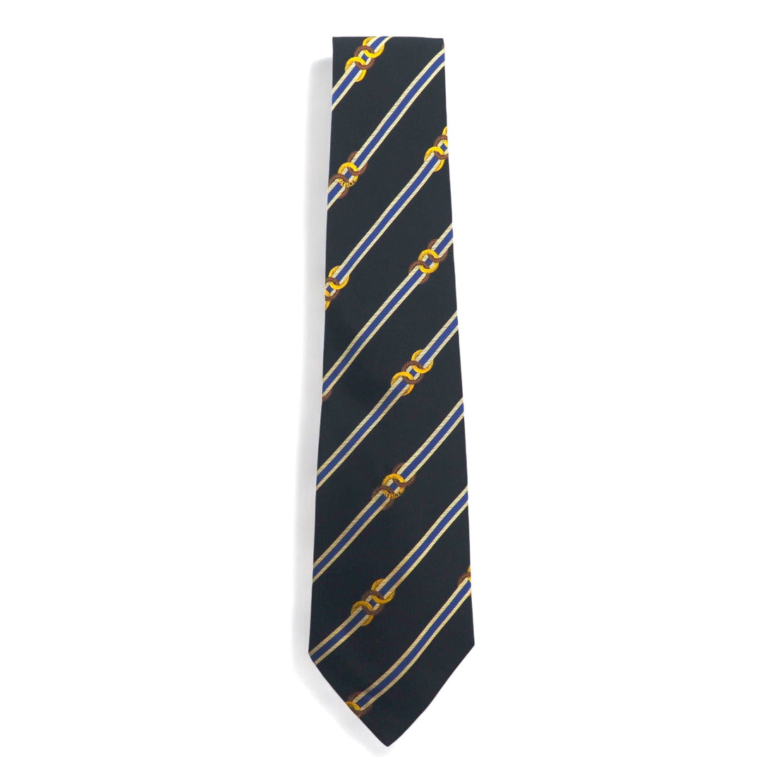 CELINE Spain made tie in black regimental stripes silk