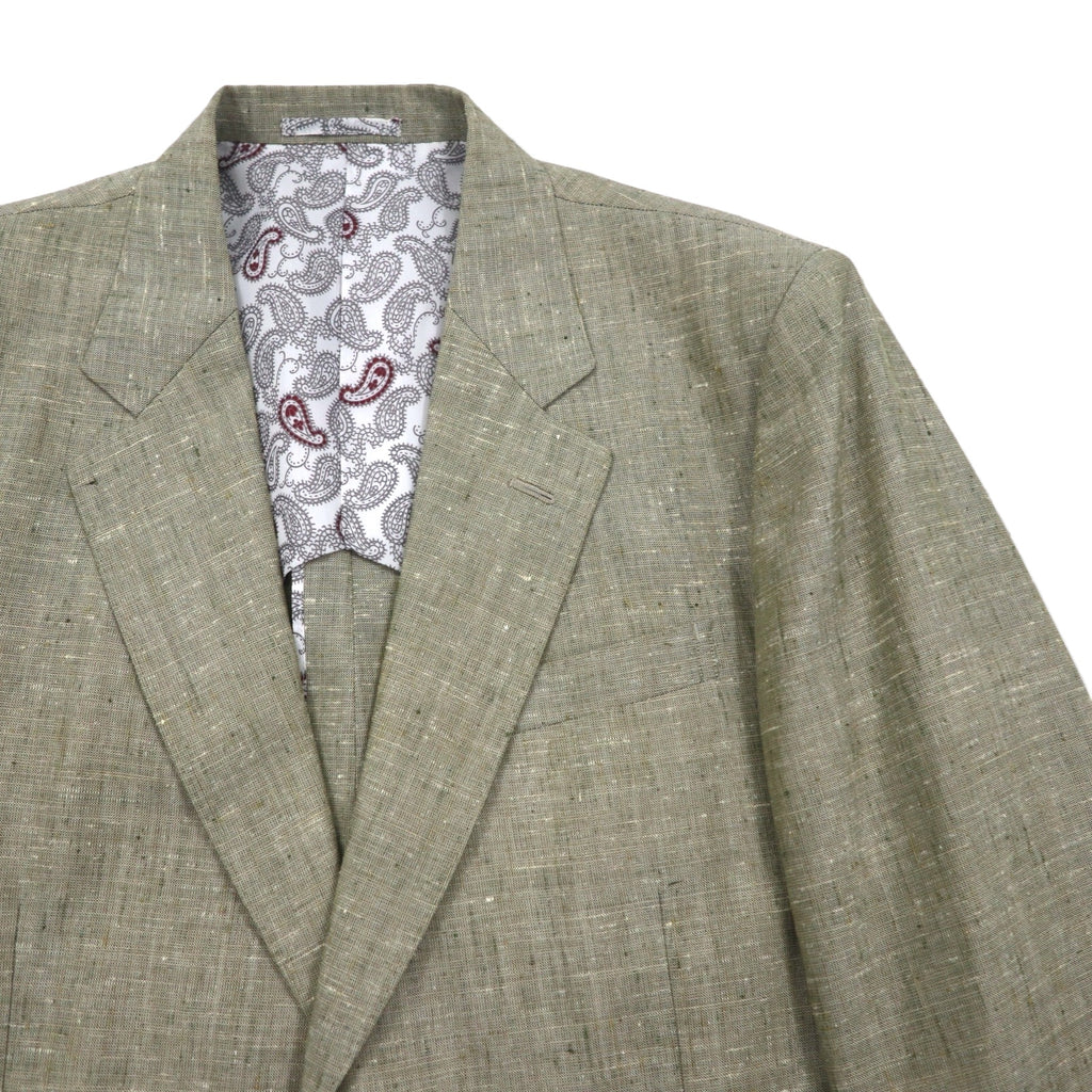 Vintage 90s TENGEN NEO PRETA Linen Suit, 2B Summer Suit Set, Beige, Paisley Print, Wide Lining, Size M