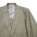 Vintage 90s TENGEN NEO PRETA Linen Suit, 2B Summer Suit Set, Beige, Paisley Print, Wide Lining, Size M
