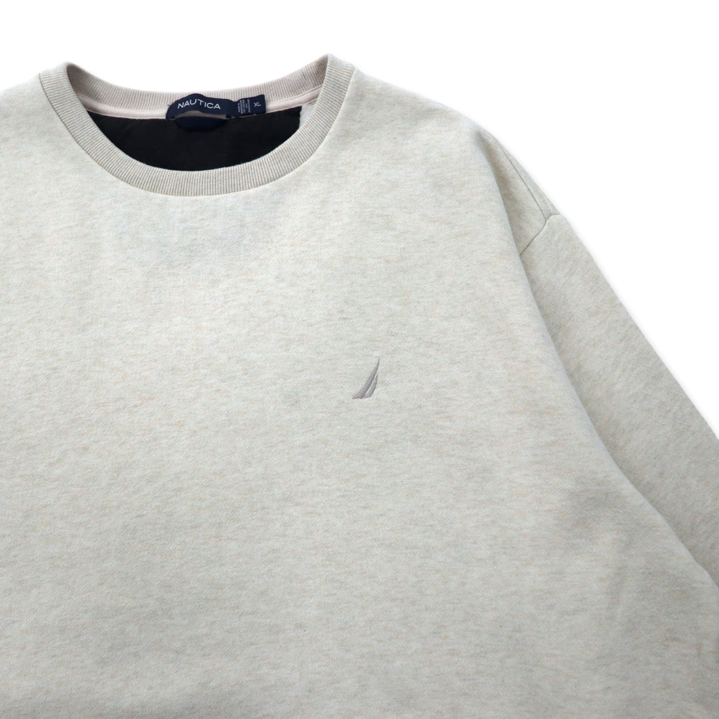NAUTICA クルーネック スウェット XL クリーム コットン 裏起毛 ワンポイントロゴ刺繍 ビッグサイズ