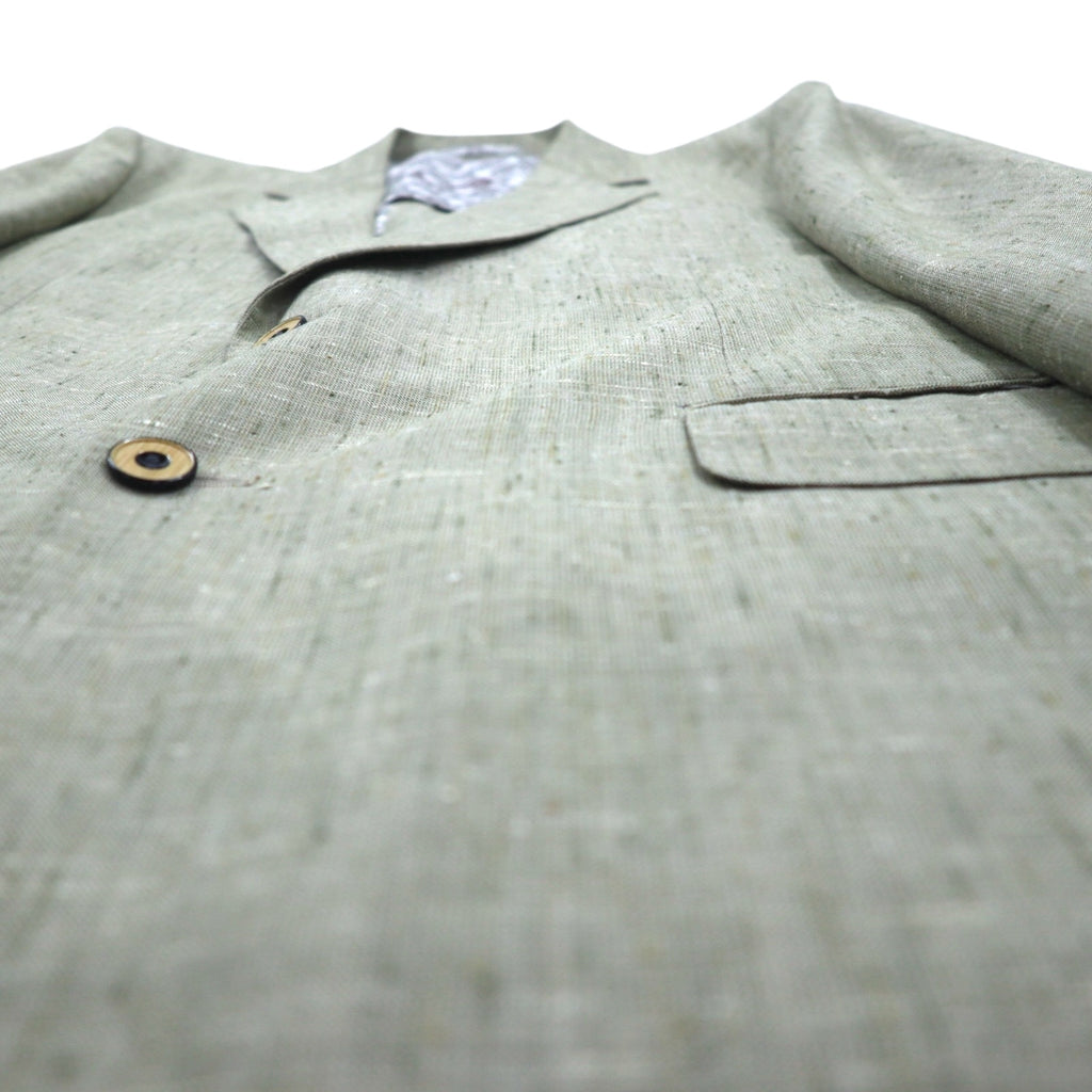 Vintage 90s TENGEN NEO PRETA Linen Suit, 2B Summer Suit Set, Beige, Paisley Print, Wide Lining, Size M
