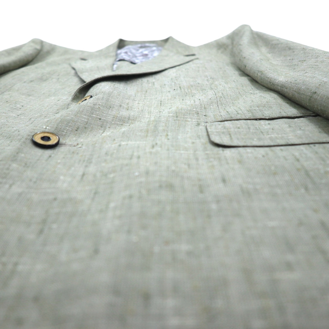 Vintage 90s TENGEN NEO PRETA Linen Suit, 2B Summer Suit Set, Beige, Paisley Print, Wide Lining, Size M