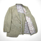 Vintage 90s TENGEN NEO PRETA Linen Suit, 2B Summer Suit Set, Beige, Paisley Print, Wide Lining, Size M