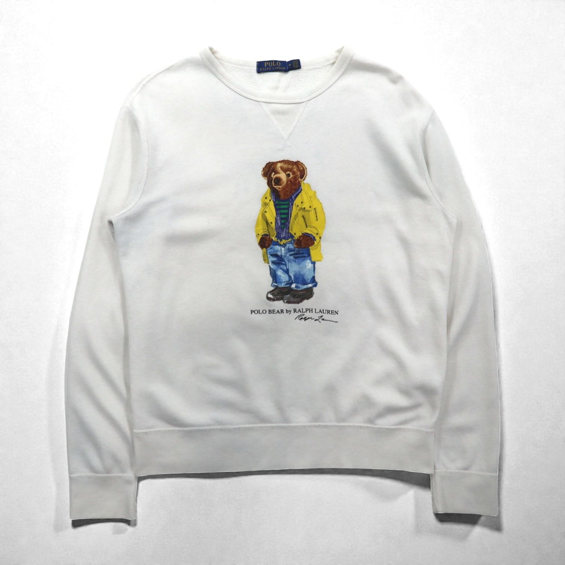 Polo Ralph Lauren ポロベア 前V スウェット トレーナー M ホワイト コットン