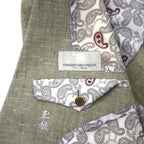Vintage 90s TENGEN NEO PRETA Linen Suit, 2B Summer Suit Set, Beige, Paisley Print, Wide Lining, Size M