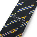 CELINE Spain made tie in black regimental stripes silk