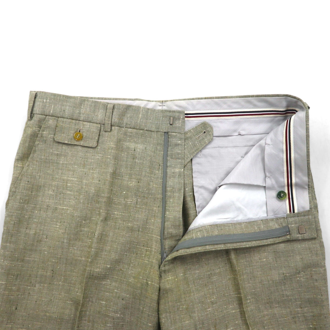Vintage 90s TENGEN NEO PRETA Linen Suit, 2B Summer Suit Set, Beige, Paisley Print, Wide Lining, Size M