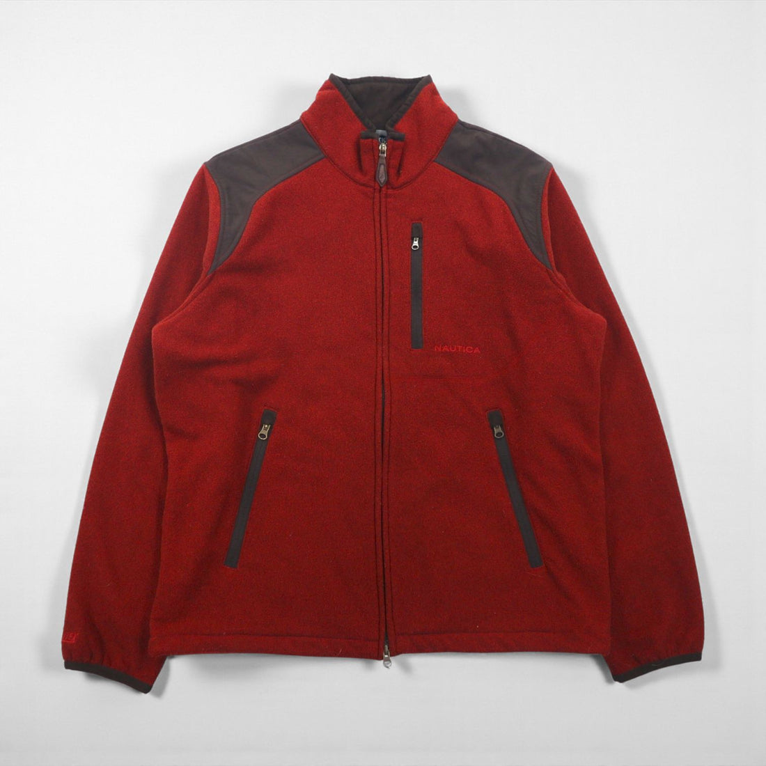 NAUTICA Full Zip Fleece Jacket L Red OUTERLITE SERIES Double NAUTEX