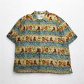 CAMPIA MODA 90s Aloha Shirt XL Khaki Rayon All-Over Print Hula Girl