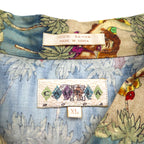 CAMPIA MODA 90s Aloha Shirt XL Khaki Rayon All-Over Print Hula Girl