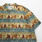 CAMPIA MODA 90s Aloha Shirt XL Khaki Rayon All-Over Print Hula Girl
