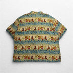 CAMPIA MODA 90s Aloha Shirt XL Khaki Rayon All-Over Print Hula Girl