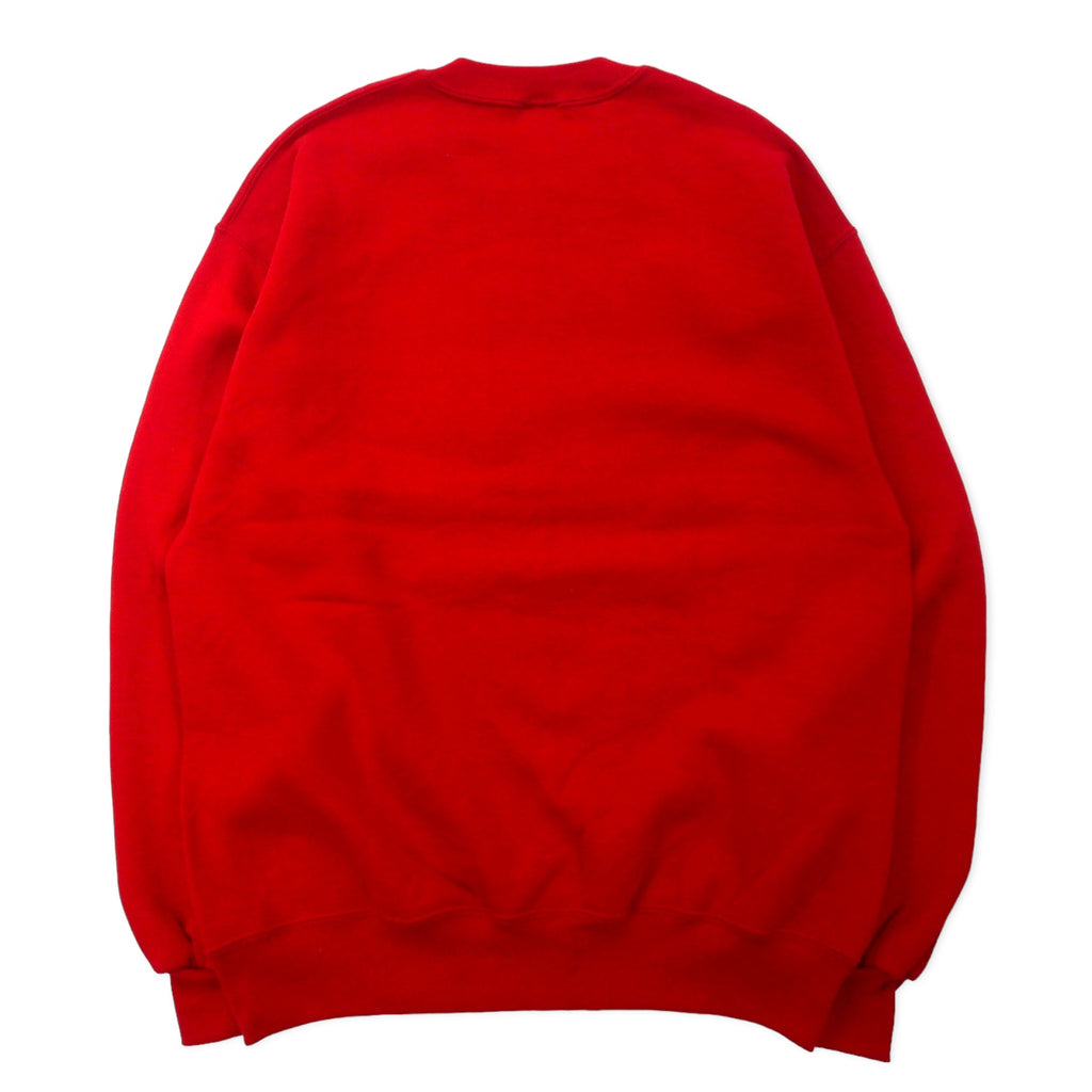 JERZEES Made in USA 90's SUPER SWEATS College Embroidery Sweatshirt L Red Cotton Brushed Back Russell Elementary School