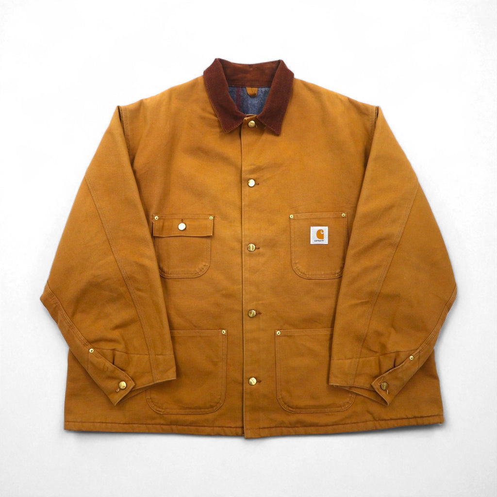 carhartt ミシガン ダック チョアコート カバーオール 2XL キャメル ブランケットライナー 襟コーデュロイ ビッグサイズ