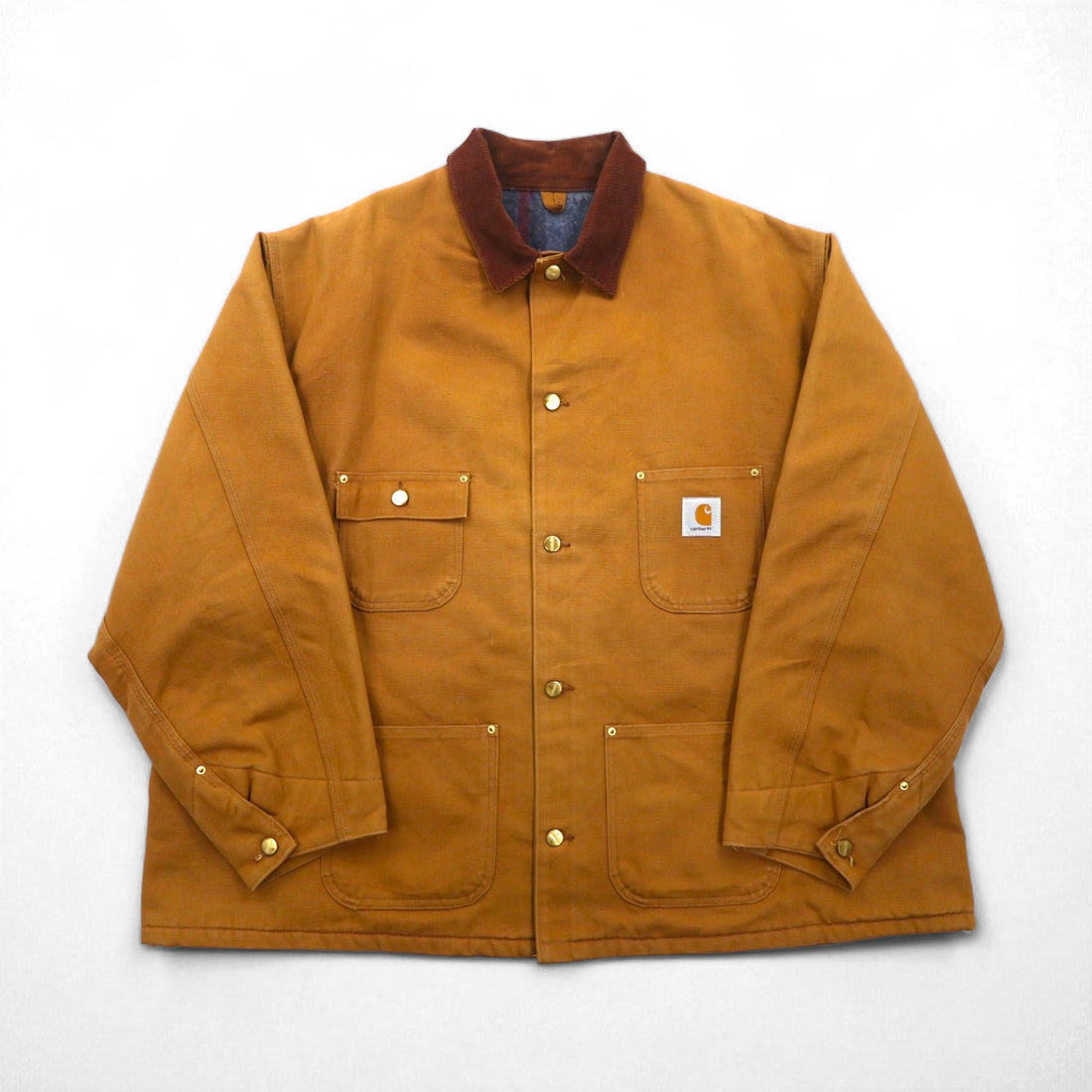 carhartt ミシガン ダック チョアコート カバーオール 2XL キャメル ブランケットライナー 襟コーデュロイ ビッグサイズ