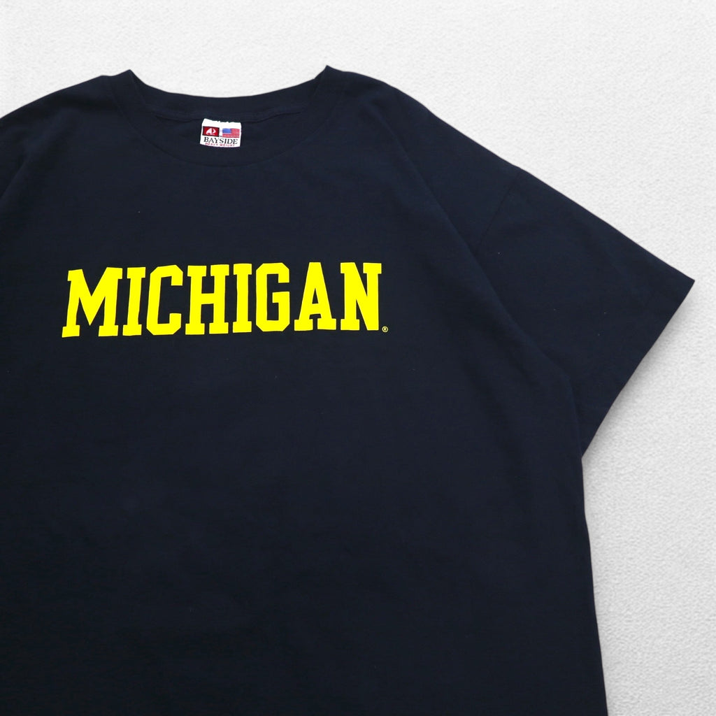 USA made BAYSIDE heavyweight college print T-shirt 2XL black MICHIGAN