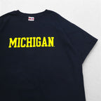 USA made BAYSIDE heavyweight college print T-shirt 2XL black MICHIGAN