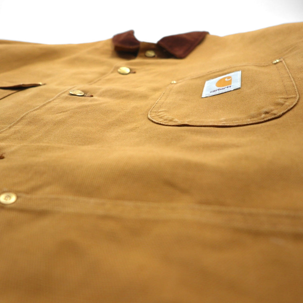 carhartt ミシガン ダック チョアコート カバーオール 2XL キャメル ブランケットライナー 襟コーデュロイ ビッグサイズ