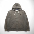 POLO RALPH LAUREN Reverse Weave Full-Zip Hoodie, XL, Gray and Khaki, Small Pony Embroidery