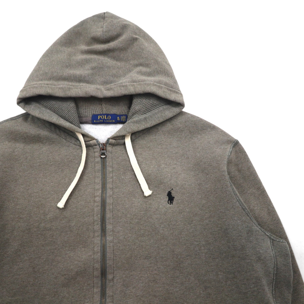 POLO RALPH LAUREN Reverse Weave Full-Zip Hoodie, XL, Gray and Khaki, Small Pony Embroidery