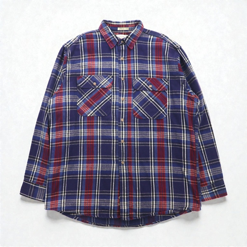 90s USA Vintage Flannel Shirt FIELDMASTER Heavy XL Check Chest Pocket Made in