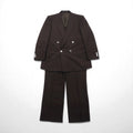 LANVIN ダブルブレスト ピークドラペル スーツ ブレザー セットアップ L ダークブラウン ウール メタルボタン ワイド