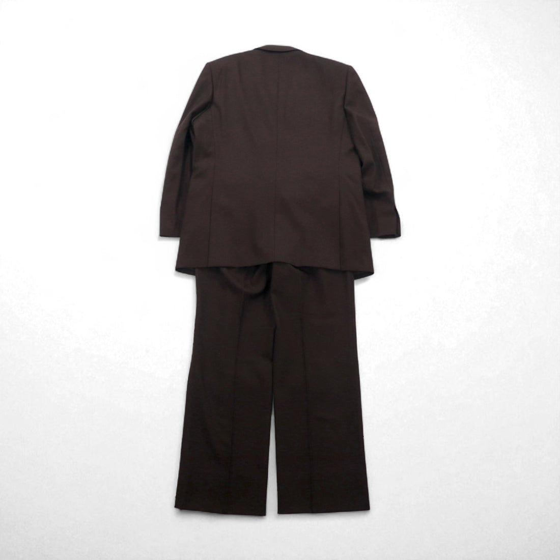 LANVIN ダブルブレスト ピークドラペル スーツ ブレザー セットアップ L ダークブラウン ウール メタルボタン ワイド