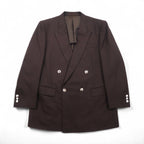 LANVIN ダブルブレスト ピークドラペル スーツ ブレザー セットアップ L ダークブラウン ウール メタルボタン ワイド