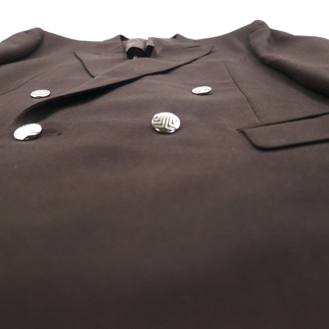 LANVIN ダブルブレスト ピークドラペル スーツ ブレザー セットアップ L ダークブラウン ウール メタルボタン ワイド