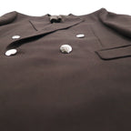 LANVIN ダブルブレスト ピークドラペル スーツ ブレザー セットアップ L ダークブラウン ウール メタルボタン ワイド