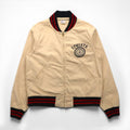 Champion Run Tag Reproduction Sports Jacket Blouson L Beige Ribbed Embroidery Patch