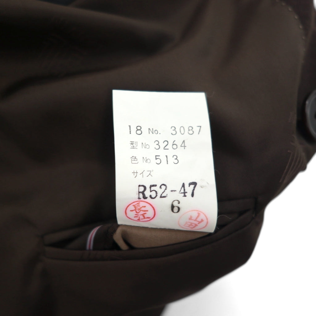 LANVIN ダブルブレスト ピークドラペル スーツ ブレザー セットアップ L ダークブラウン ウール メタルボタン ワイド