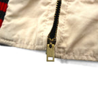 Champion Run Tag Reproduction Sports Jacket Blouson L Beige Ribbed Embroidery Patch