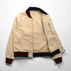 Champion Run Tag Reproduction Sports Jacket Blouson L Beige Ribbed Embroidery Patch
