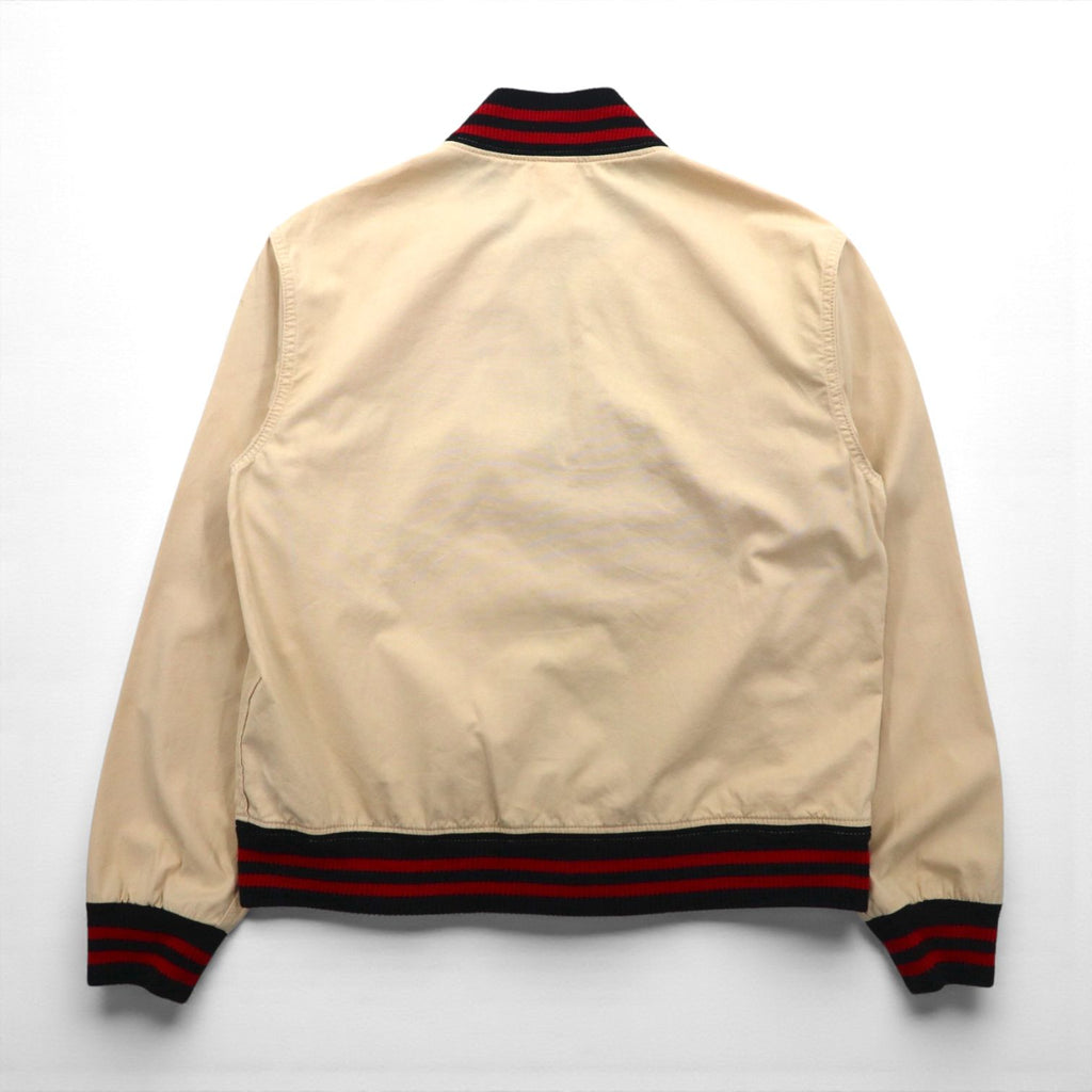 Champion Run Tag Reproduction Sports Jacket Blouson L Beige Ribbed Embroidery Patch