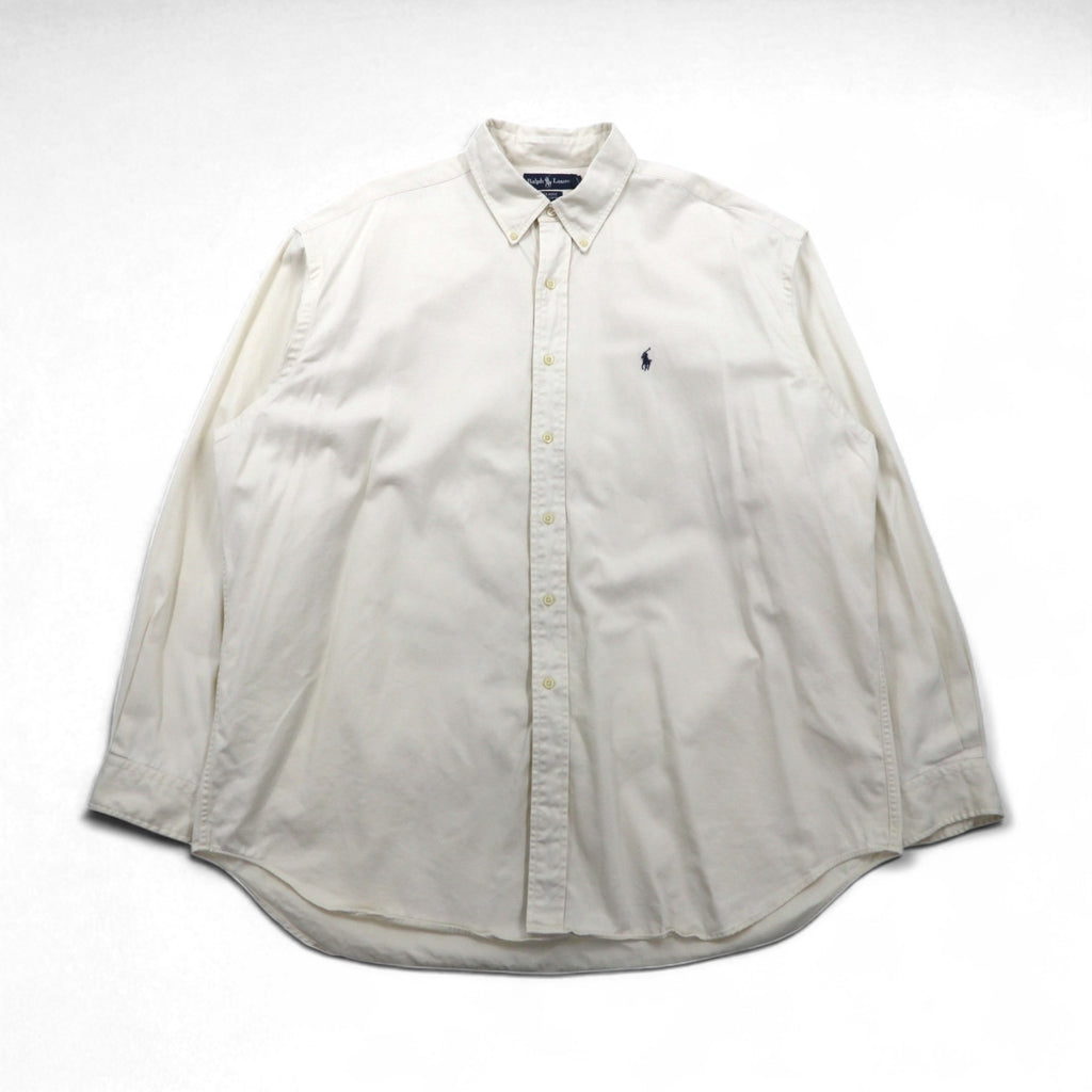 Ralph Lauren 90s Blaire Oxford Button-Down Shirt, White, 2XL, with Small Pony Embroidery