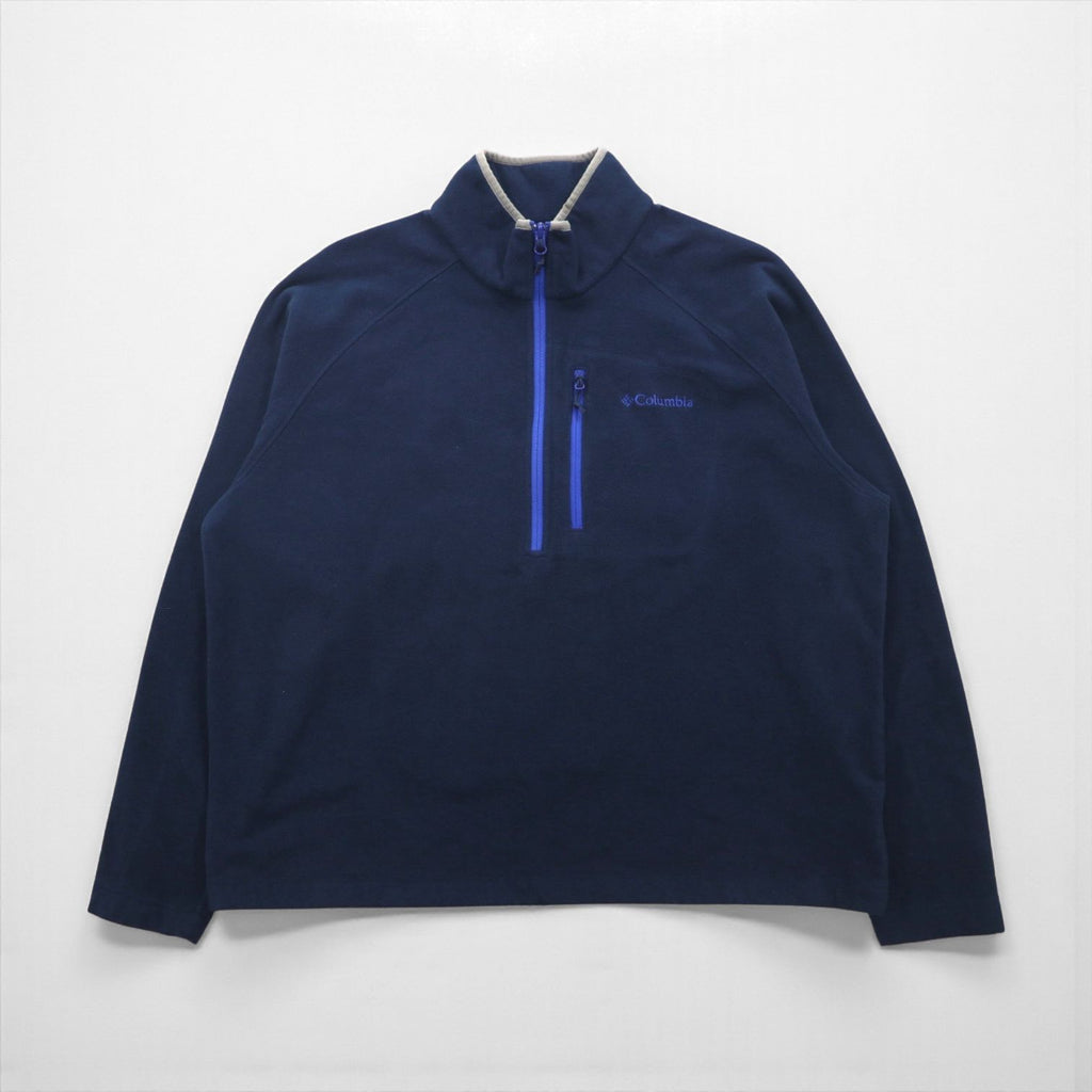 Columbia Half Zip Fleece Jacket 2XL Navy Chest Pocket WM6352