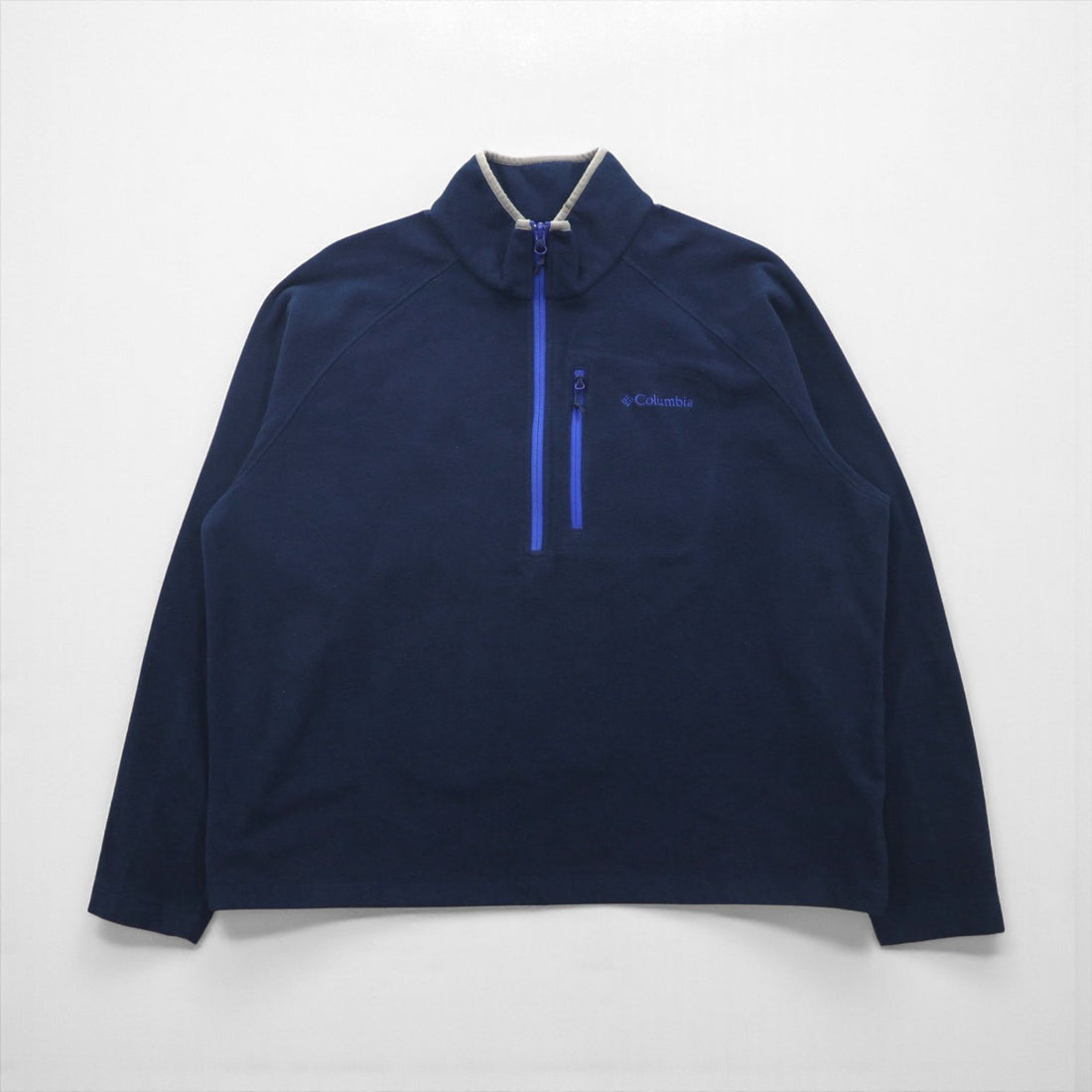 Columbia Half Zip Fleece Jacket 2XL Navy Chest Pocket WM6352