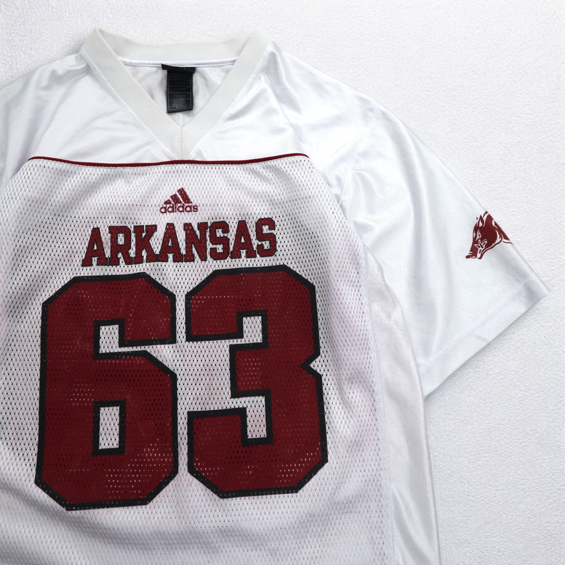 adidas Game Shirt L White Mesh NFL ARKANSAS Polyester Numbering