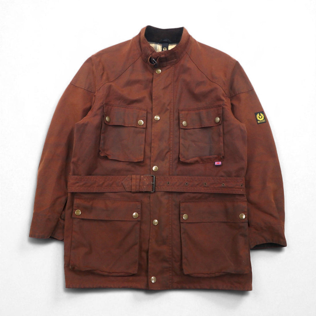 Belstaff Roadmaster Oiled Motorcycle Jacket, XL, Brown, Check Lining, Belt Included