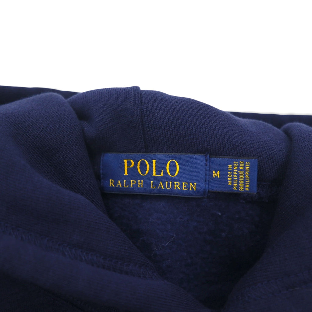 Polo Ralph Lauren Tiger Flock Print Hoodie, Medium, Navy, Front V, Kangaroo Pocket