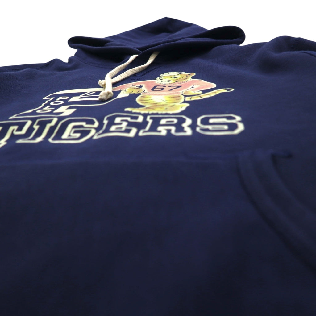 Polo Ralph Lauren Tiger Flock Print Hoodie, Medium, Navy, Front V, Kangaroo Pocket