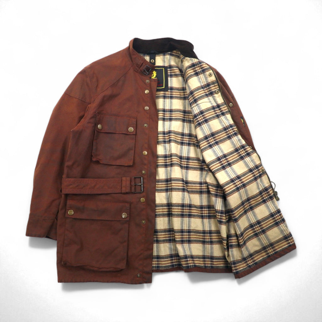Belstaff Roadmaster Oiled Motorcycle Jacket, XL, Brown, Check Lining, Belt Included