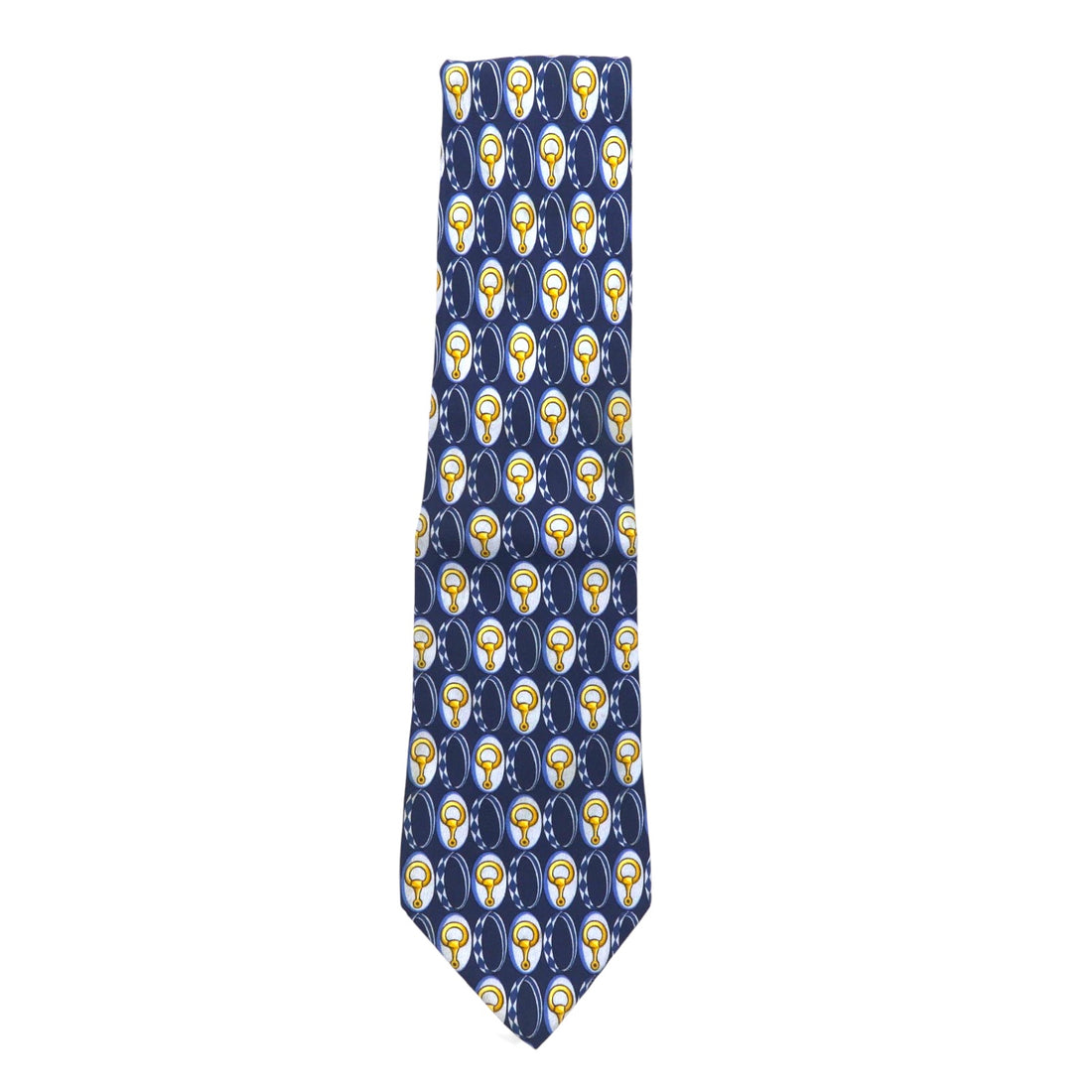 GUCCI Made in Italy Tie Navy Silk All-over Pattern Horsebit