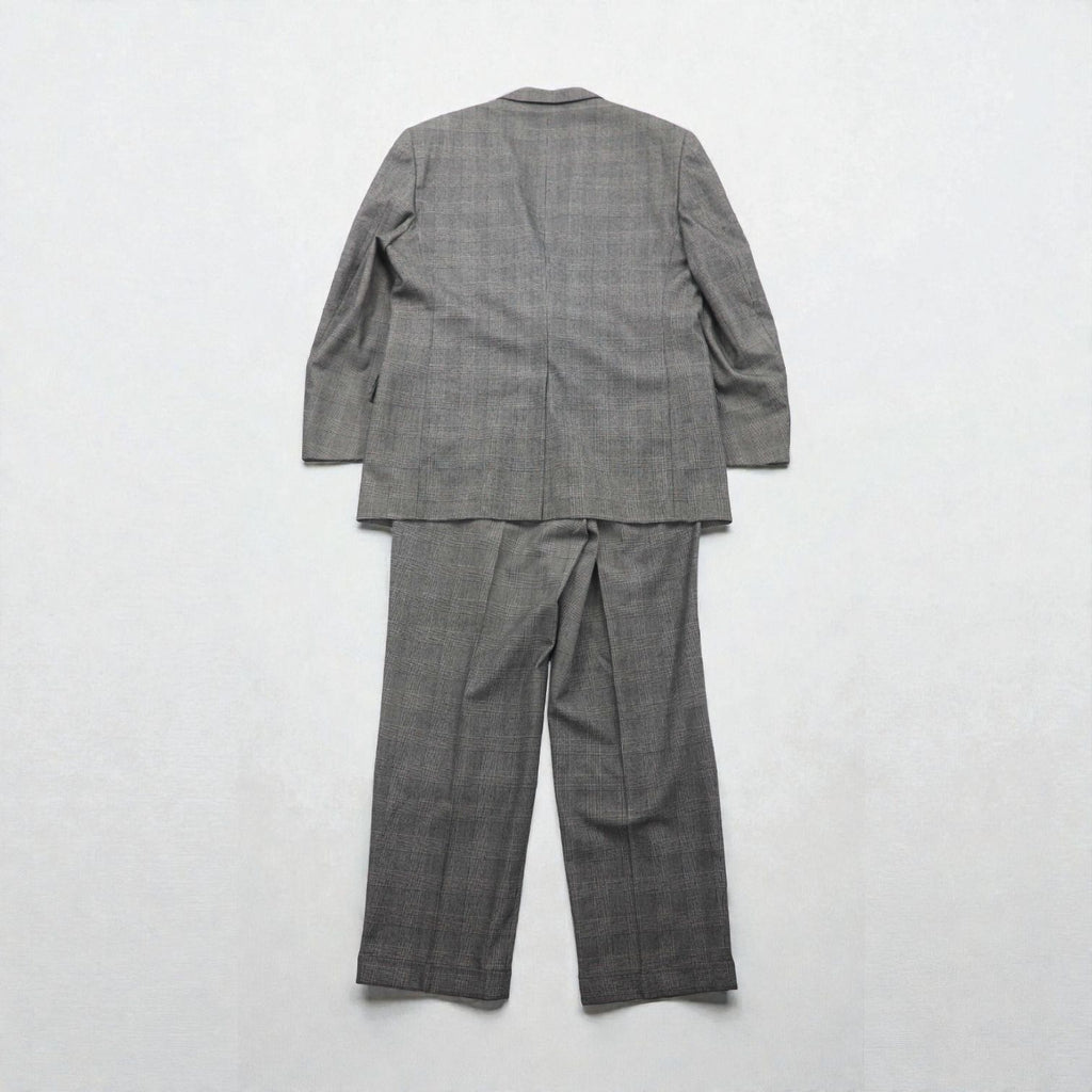 Brooks Brothers 2B Suit, Size L, Glen Check Wool, 2-Pleated, Wide Fit, Center Press