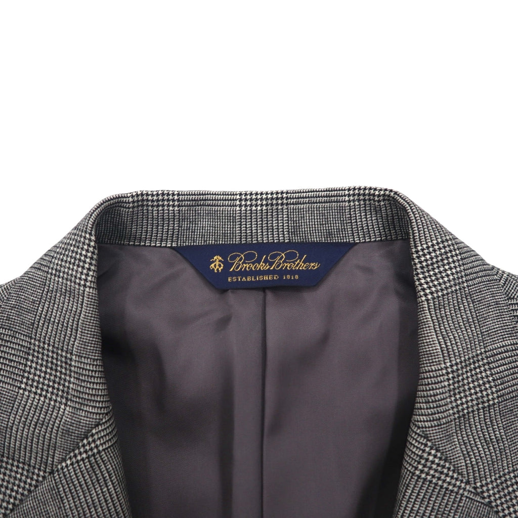 Brooks Brothers 2B Suit, Size L, Glen Check Wool, 2-Pleated, Wide Fit, Center Press