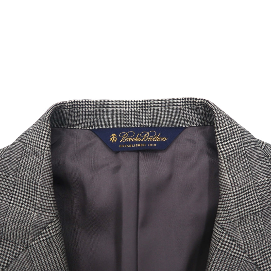 Brooks Brothers 2B Suit, Size L, Glen Check Wool, 2-Pleated, Wide Fit, Center Press
