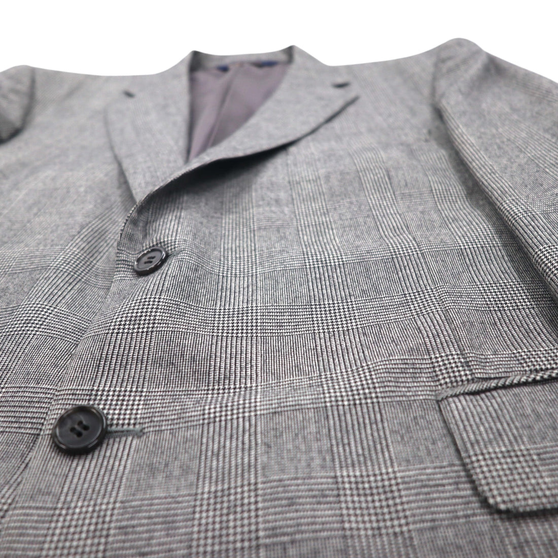 Brooks Brothers 2B Suit, Size L, Glen Check Wool, 2-Pleated, Wide Fit, Center Press